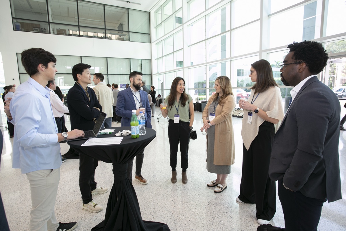 Participants in conversation between sessions